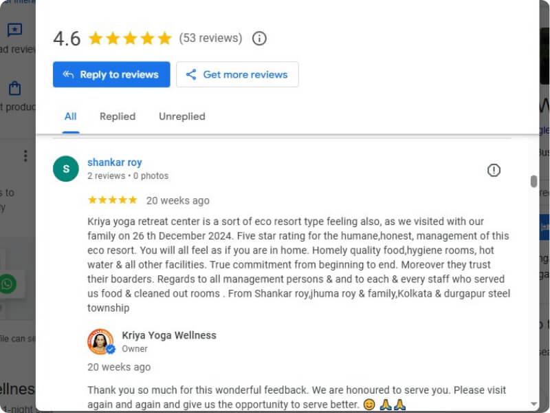 Review on stay at Kriya Yoga Wellness