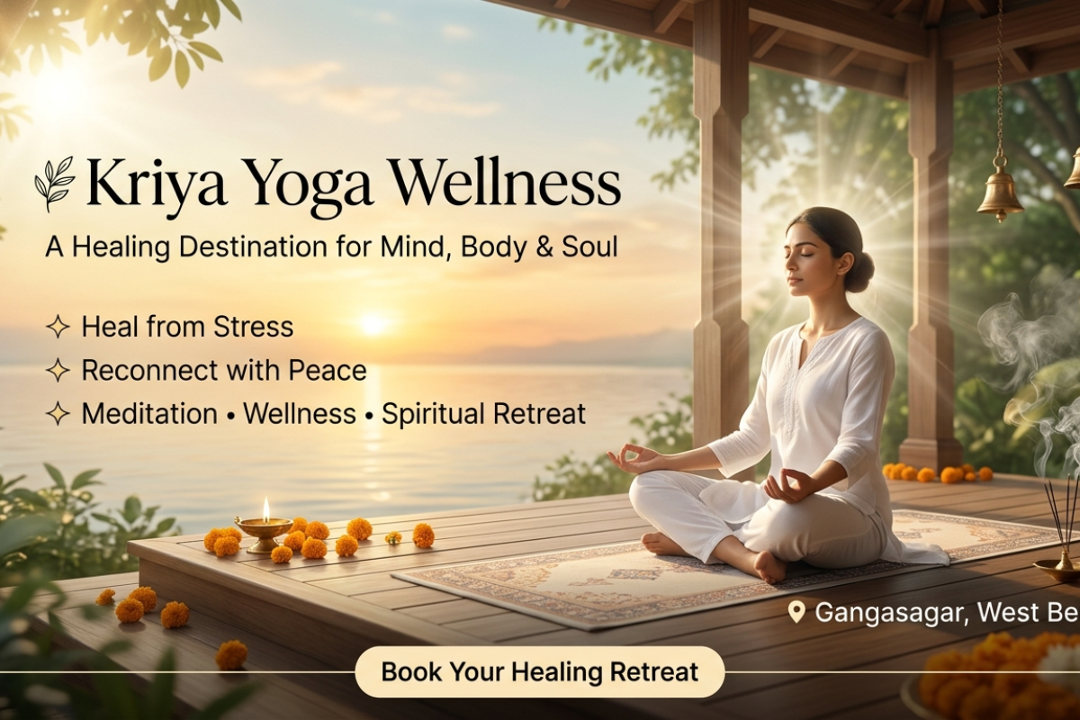 Kriya Yoga Wellness Gangasagar meditation retreat for stress relief inner peace and spiritual growth